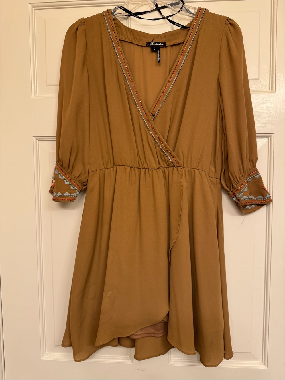 Marineblu Tan/Brown Wrap-Style Mini Dress